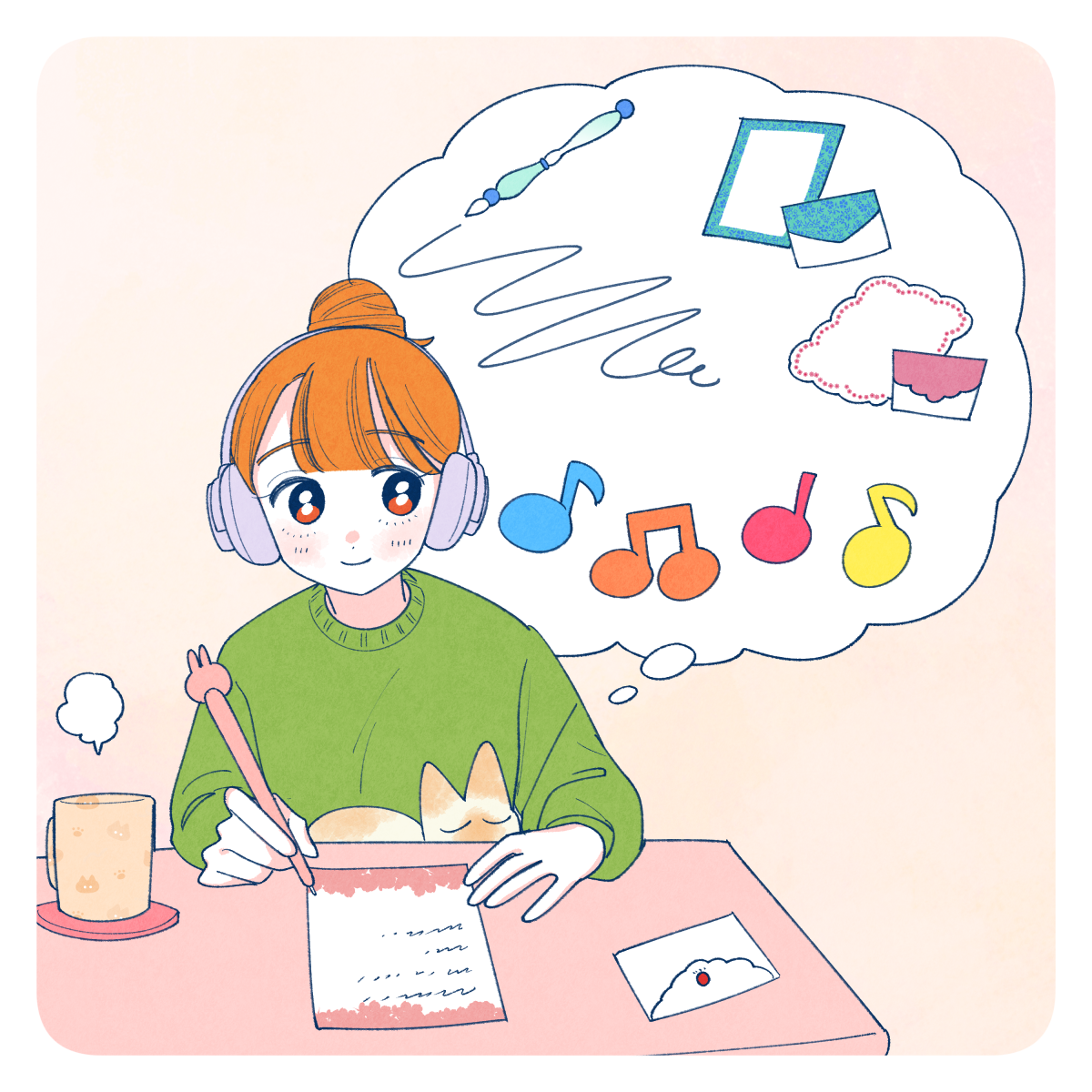 結婚の挨拶の手紙を書いている花嫁